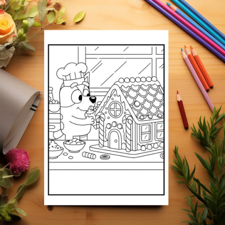 Carte de colorat pentru copii, 40 de ilustratii Craciunul cu Bluey - Volumul I, 86 pagini [2]