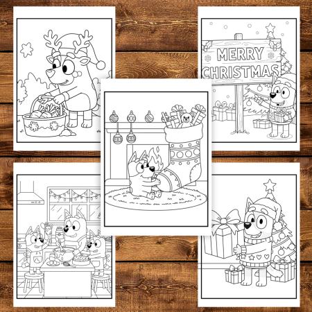 Carte de colorat pentru copii, 40 de ilustratii Craciunul cu Bluey - Volumul I, 86 pagini [3]