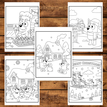 Carte de colorat pentru copii, 40 de ilustratii Craciunul cu Bluey - Volumul II, 86 pagini [4]