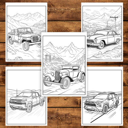 Carte de colorat pentru copii , 40 de ilustratii Masini pe Drumuri, 86 pagini [3]