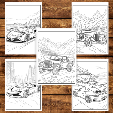 Carte de colorat pentru copii , 40 de ilustratii Masini pe Drumuri, 86 pagini [4]