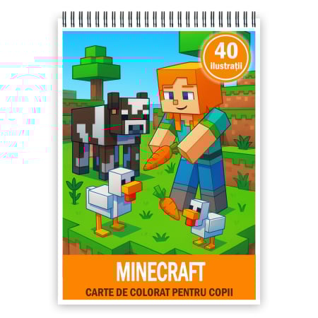 Carti de colorat pentru copii - Carte de colorat pentru copii , 40 de ilustratii Minecraft, 86 pagini