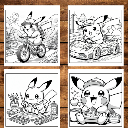 Carte de colorat pentru copii , 40 de ilustratii Pikachu - Volumul I, 86 pagini [2]