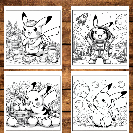 Carte de colorat pentru copii , 40 de ilustratii Pikachu - Volumul I, 86 pagini [3]