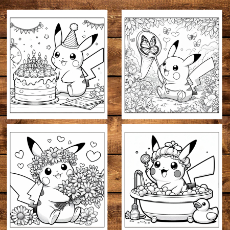 Carte de colorat pentru copii , 40 de ilustratii Pikachu - Volumul II, 86 pagini [2]