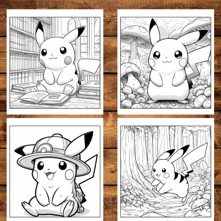 Carte de colorat pentru copii , 40 de ilustratii Pikachu - Volumul II, 86 pagini [3]