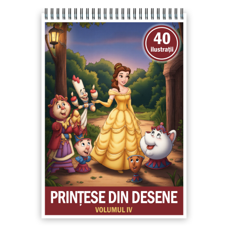 Carti de colorat pentru copii - Carte de colorat pentru copii, 40 de ilustratii Printese din Desene - Volumul IV, 86 pagini