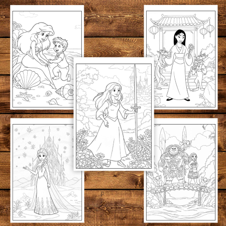 Carte de colorat pentru copii, 40 de ilustratii Printese din Desene - Volumul VII, 106 pagini [3]