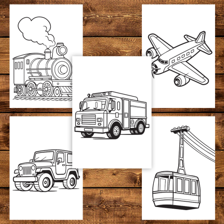 Carte de colorat pentru copii , 40 de ilustratii Vehicule, 86 pagini [4]