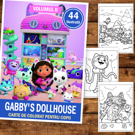 Carte de colorat pentru copii , 44 de ilustratii Gabby's Dollhouse - Volumul II, 88 pagini [1]