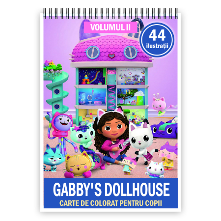 Carti de colorat antistres pentru adulti - Carte de colorat pentru copii , 44 de ilustratii Gabby's Dollhouse - Volumul II, 88 pagini