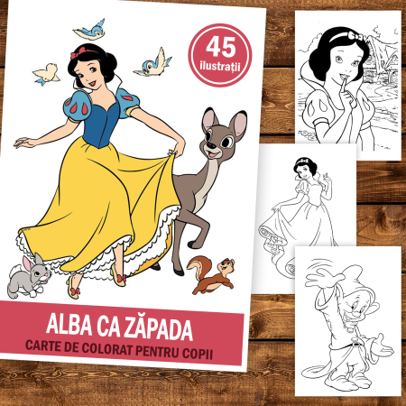 Carte de colorat pentru copii , 45 de ilustratii Alba ca Zapada, 96 pagini [1]