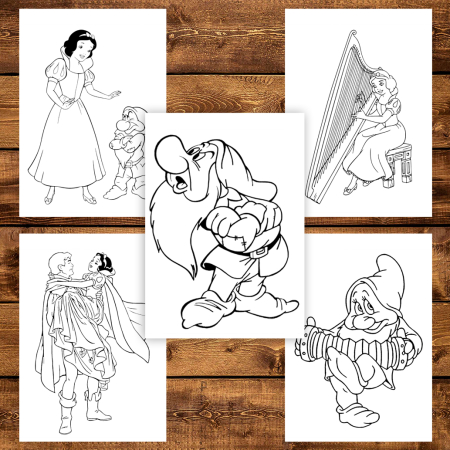 Carte de colorat pentru copii , 45 de ilustratii Alba ca Zapada, 96 pagini [4]