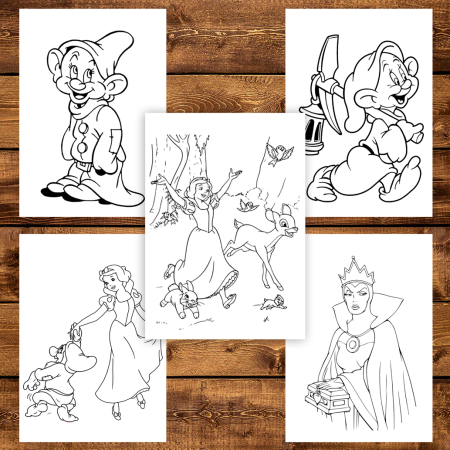 Carte de colorat pentru copii , 45 de ilustratii Alba ca Zapada, 96 pagini [3]