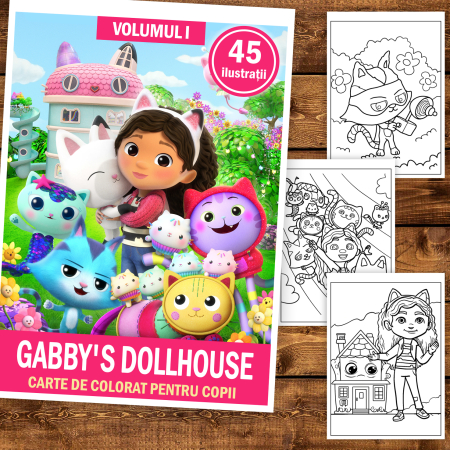 Carte de colorat pentru copii , 45 de ilustratii Gabby's Dollhouse - Volumul I, 90 pagini [1]