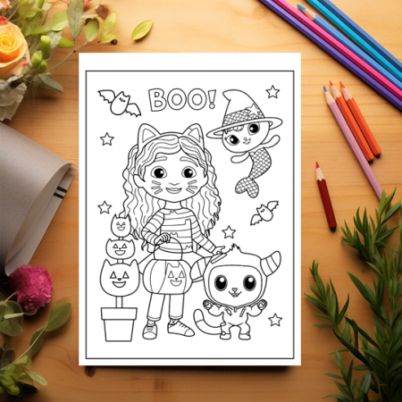 Carte de colorat pentru copii , 45 de ilustratii Gabby's Dollhouse - Volumul I, 90 pagini [2]