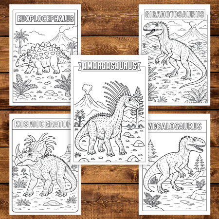 Carte de colorat pentru copii , 45 de ilustratii Invatam Dinozaurii - Volumul I, 96 pagini [4]