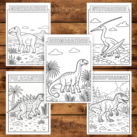 Carte de colorat pentru copii , 45 de ilustratii Invatam Dinozaurii - Volumul II, 96 pagini [4]