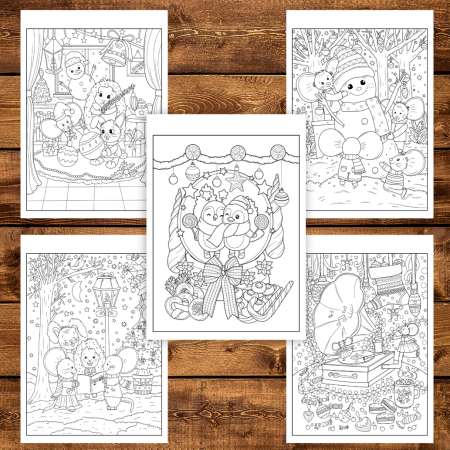 Carte de colorat pentru copii , 45 de ilustratii Magie de Craciun - Volumul I - Editie Premium, 96 pagini [4]