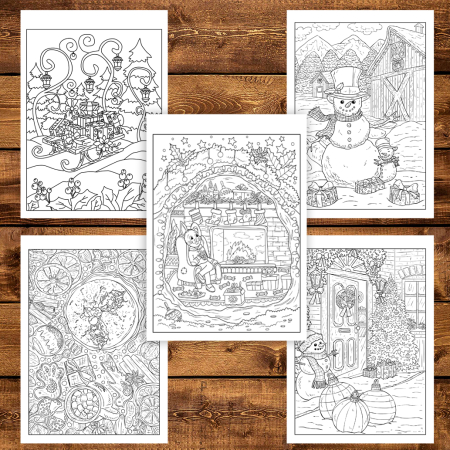 Carte de colorat pentru copii , 45 de ilustratii Magie de Craciun - Volumul I - Editie Premium, 96 pagini [3]