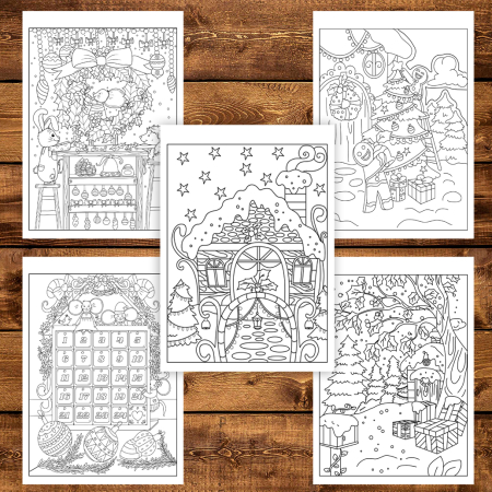 Carte de colorat pentru copii , 45 de ilustratii Magie de Craciun - Volumul II - Editie Premium, 96 pagini [4]