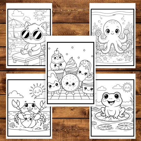 Carte de colorat pentru copii, 45 de ilustratii Vara, 96 pagini [3]