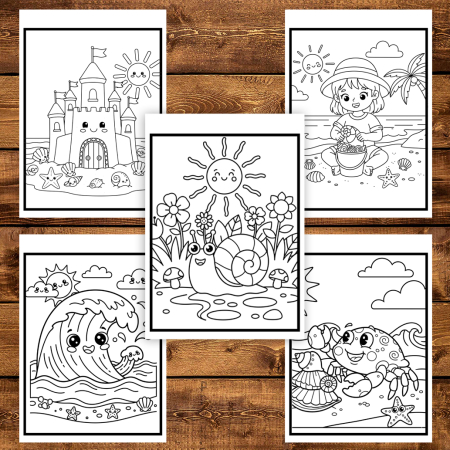 Carte de colorat pentru copii, 45 de ilustratii Vara, 96 pagini [4]