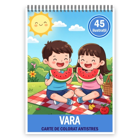 Carti de colorat pentru copii - Carte de colorat pentru copii, 45 de ilustratii Vara, 96 pagini
