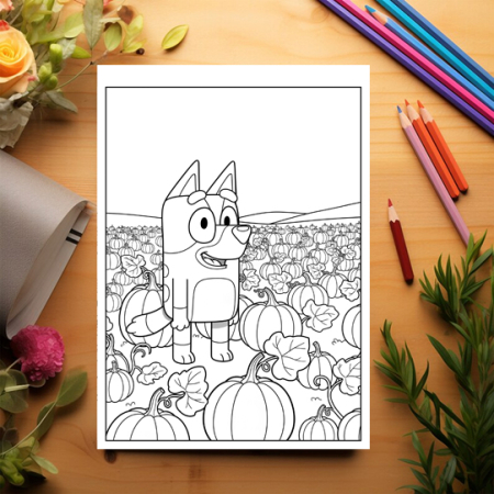 Carte de colorat pentru copii, 48 de ilustratii Halloween cu Bluey, 102 pagini [2]