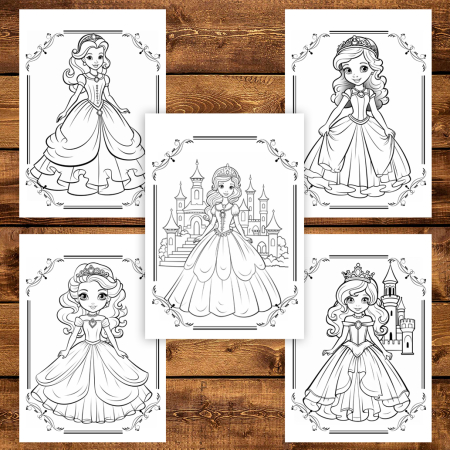 Carte de colorat pentru copii , 48 de ilustratii Lumea Printeselor - Volumul I, 102 pagini [4]