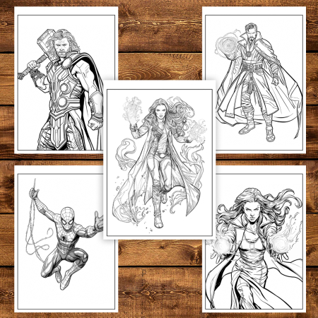 Carte de colorat pentru copii, 48 de ilustratii Supereroi - Volumul IV, 102 pagini [4]