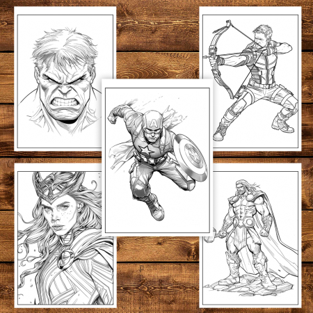 Carte de colorat pentru copii, 48 de ilustratii Supereroi - Volumul IV, 102 pagini [3]