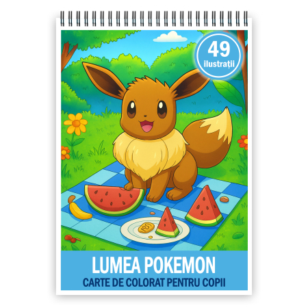 Carti de colorat pentru copii - Carte de colorat pentru copii , 49 de ilustratii Lumea Pokemon, 106 pagini