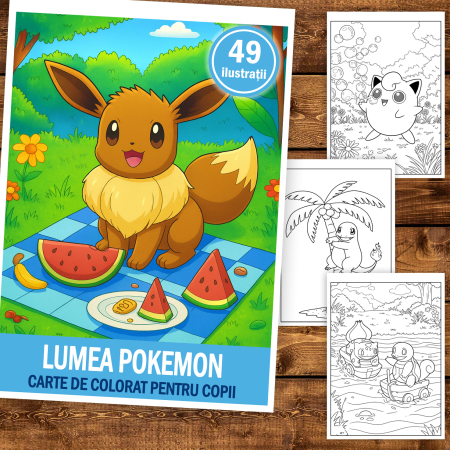 Carte de colorat pentru copii , 49 de ilustratii Lumea Pokemon, 106 pagini [1]