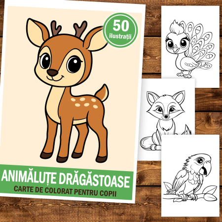 Carte de colorat pentru copii , 50 de ilustratii Animalute Dragastoase, 106 pagini [1]