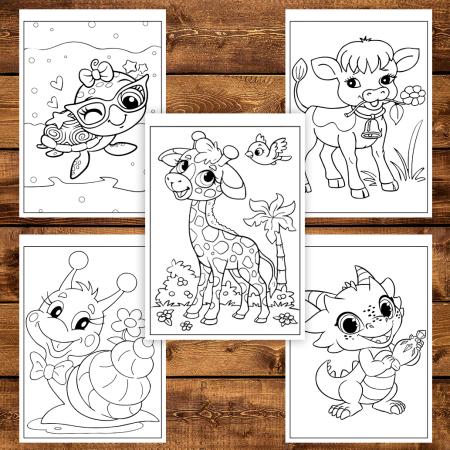 Carte de colorat pentru copii, 50 de ilustratii Animalute Dragute, 106 pagini [3]