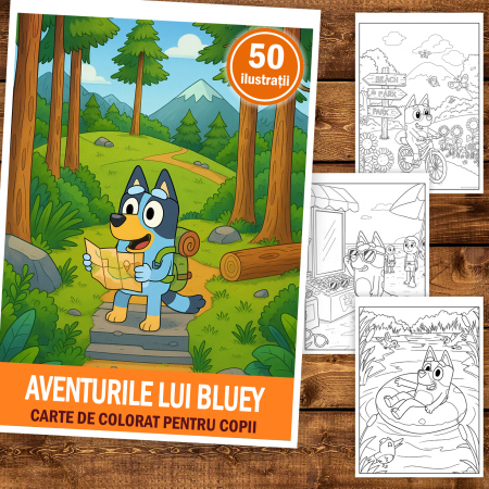 Carte de colorat pentru copii , 50 de ilustratii Aventurile lui Bluey, 106 pagini [1]