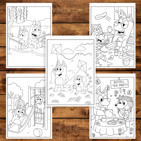 Carte de colorat pentru copii, 50 de ilustratii Aventurile lui Bluey - Volumu, 106 pagini [3]