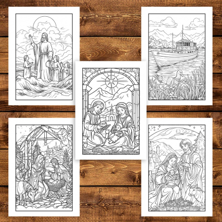 Carte de colorat pentru copii, 50 de ilustratii Biblice - Volumul II, 106 pagini [4]