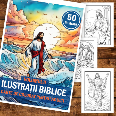 Carte de colorat pentru copii, 50 de ilustratii Biblice - Volumul II, 106 pagini [1]
