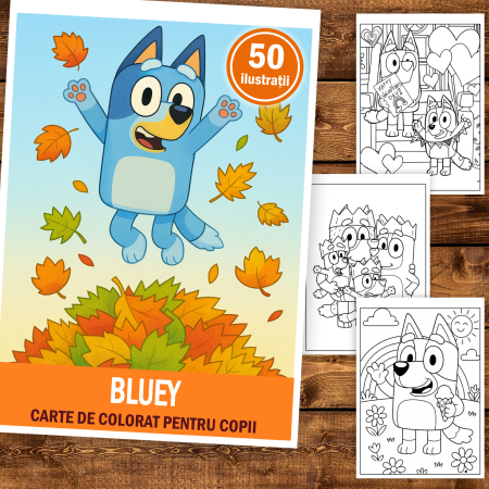 Carte de colorat pentru copii , 50 de ilustratii Bluey, 106 pagini [1]