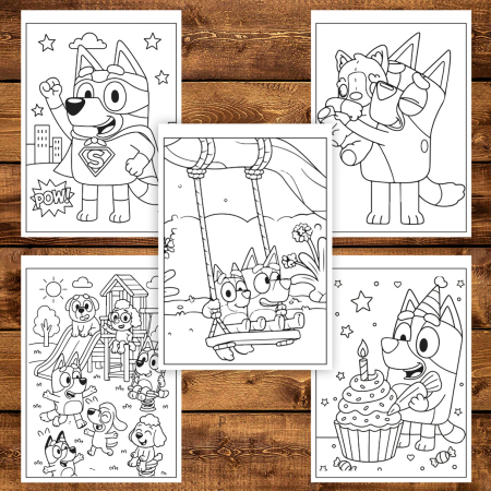 Carte de colorat pentru copii, 50 de ilustratii Bluey - Volumul II, 106 pagini [4]