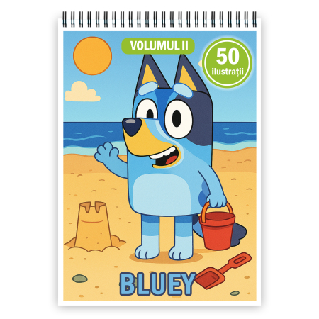 Carti de colorat pentru copii - Carte de colorat pentru copii, 50 de ilustratii Bluey - Volumul II, 106 pagini