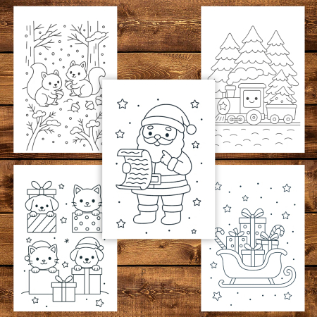 Carte de colorat pentru copii , 50 de ilustratii Bucurii de Craciun - Volumul II, 106 pagini [3]