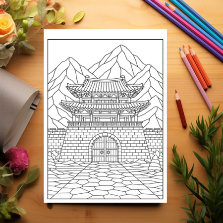 Carte de colorat pentru copii , 50 de ilustratii Castele si Cetati - Editia Premium, 106 pagini [2]