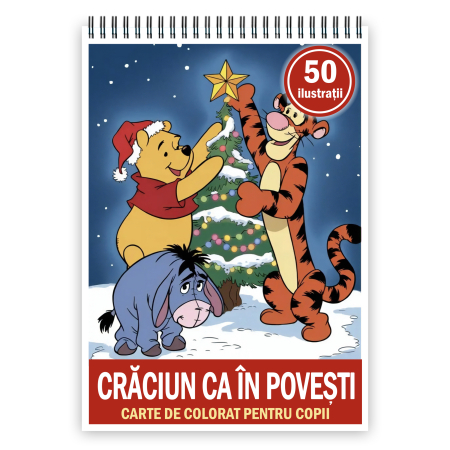 Carti de colorat antistres pentru adulti - Carte de colorat pentru copii , 50 de ilustratii Craciun ca in Povesti, 106 pagini