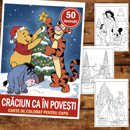 Carte de colorat pentru copii , 50 de ilustratii Craciun ca in Povesti, 106 pagini [1]