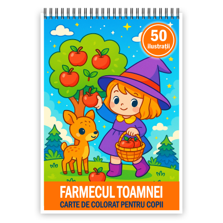 Carti de colorat pentru copii - Carte de colorat pentru copii , 50 de ilustratii Farmecul Toamnei, 106 pagini