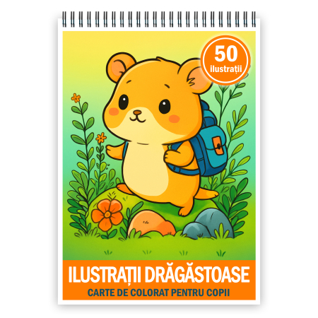 Carti de colorat pentru copii - Carte de colorat pentru copii, 50 de ilustratii Ilustratii Dragastoase, 106 pagini