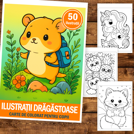 Carte de colorat pentru copii, 50 de ilustratii Ilustratii Dragastoase, 106 pagini [1]